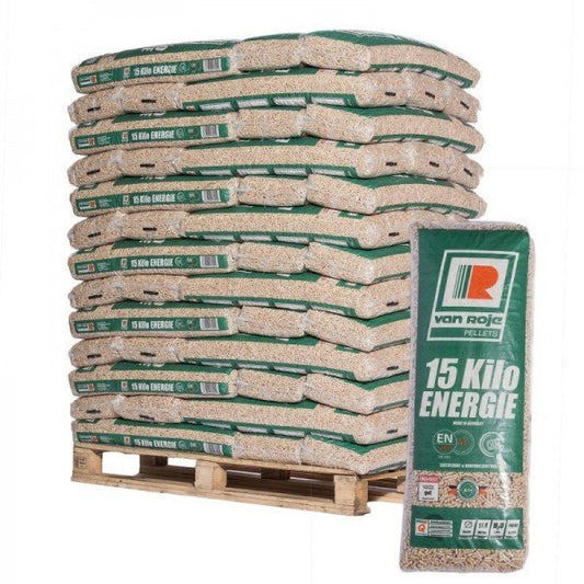 Pellets VAN ROJE – Palete com 65 Sacos de 15 kg Pellets VAN ROJE – Palete com 65 Sacos de 15 kg